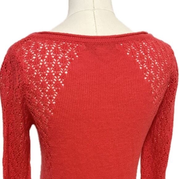 Forever 21 Women's Red Lace Sweater, Size Medium - Picture 5 of 7